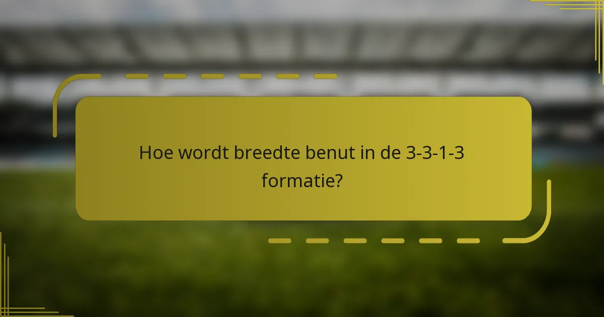 Hoe wordt breedte benut in de 3-3-1-3 formatie?
