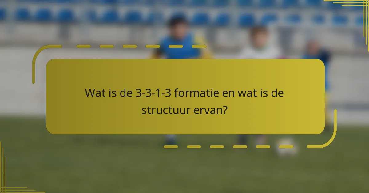 Wat is de 3-3-1-3 formatie en wat is de structuur ervan?