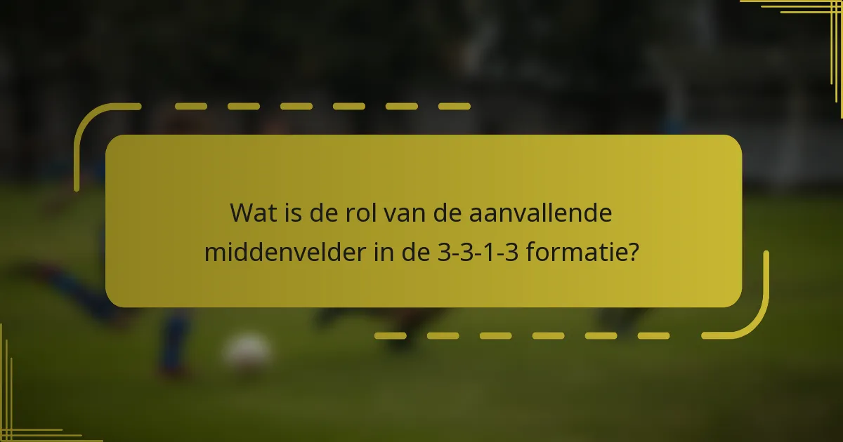 Wat is de rol van de aanvallende middenvelder in de 3-3-1-3 formatie?
