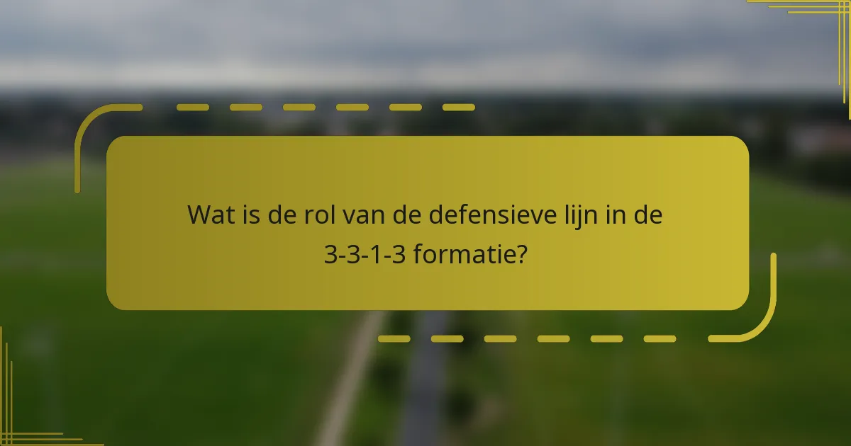 Wat is de rol van de defensieve lijn in de 3-3-1-3 formatie?