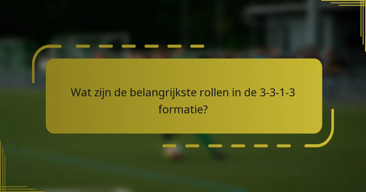 Wat zijn de belangrijkste rollen in de 3-3-1-3 formatie?