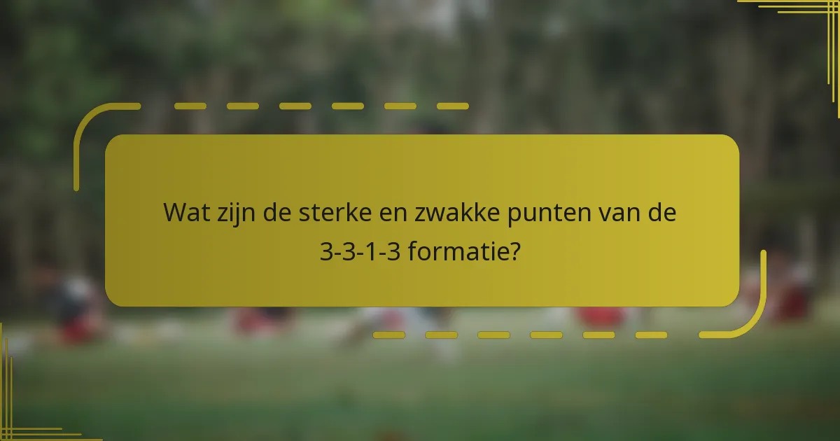 Wat zijn de sterke en zwakke punten van de 3-3-1-3 formatie?