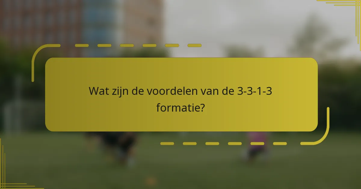 Wat zijn de voordelen van de 3-3-1-3 formatie?